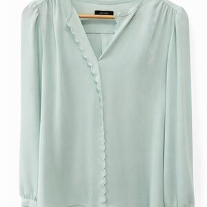 J. Crew Mint Scalloped Blouse